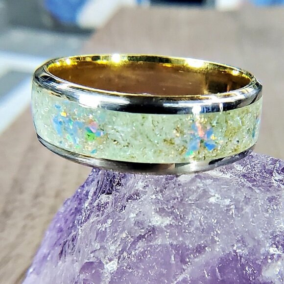 "Orchid Garden" Ring with Emeralds & Purple Opal - Picture 3 of 8
